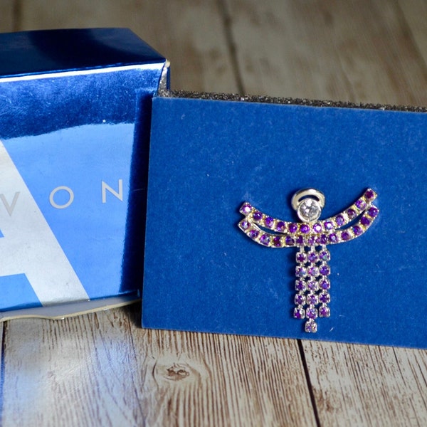 Avon Angel February crystal Birthstone Tac Pin- New in box