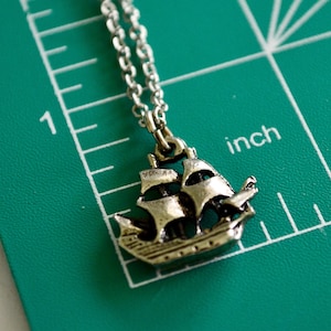 NOS Vintage Ship Pendant Necklace