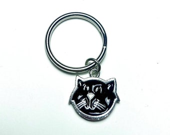 Vintage Black and Silver Cat Keychain