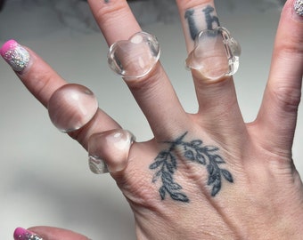 Vintage NOS Clear Shaped Plastic Rings