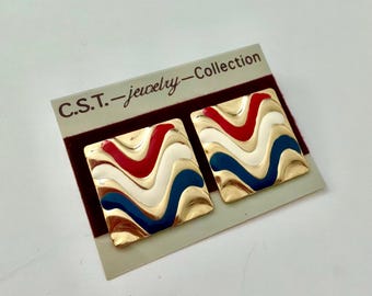 Vintage 1980s modernist square stud earrings from the C.S.T. Jewelry Collection