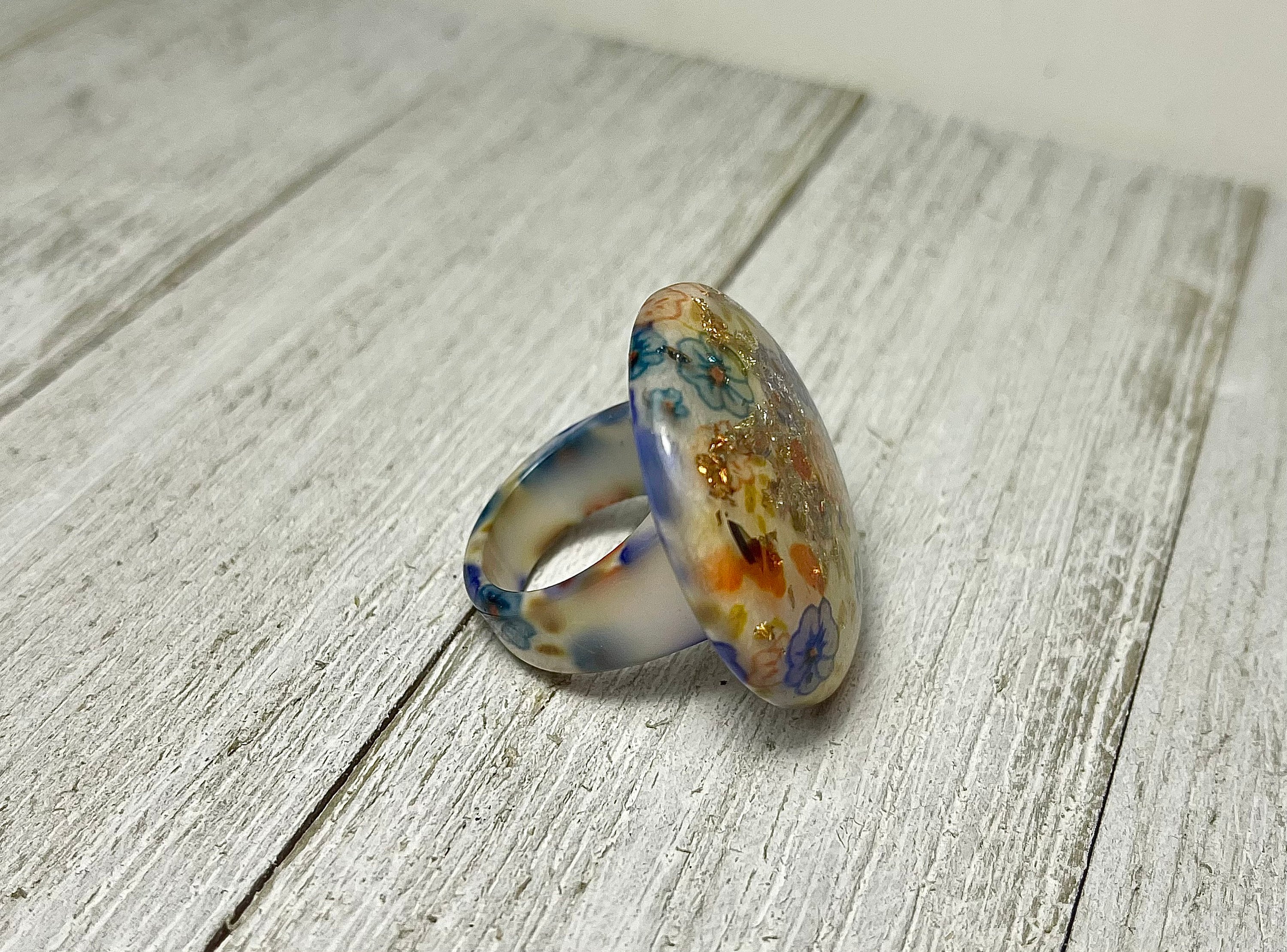 Thick Plastic Rings Rings Large Circular Thick Plastic Statement Rings With Floral Pattern - Etsy