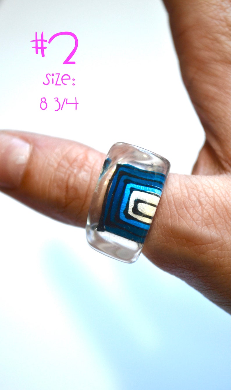 Vintage NOS Blue-Tone Lucite Rings