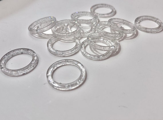 Clear & Silver Glitter Banded Lucite Resin Plasti… - image 2