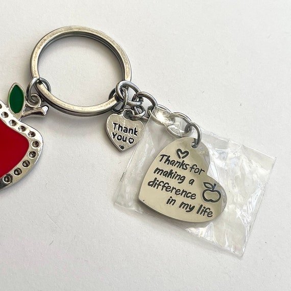 Apple shaped Teacher gift keychain “Thanks for ma… - image 5