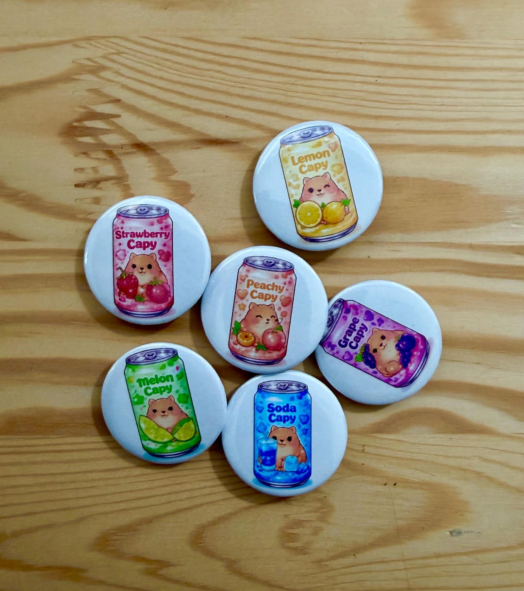 1.25” Handmade Kawaii Capybara Soda Can Button Pin [you Pick!] - Etsy