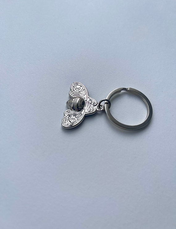 Patron stamped Bee Metal Keychain Gem