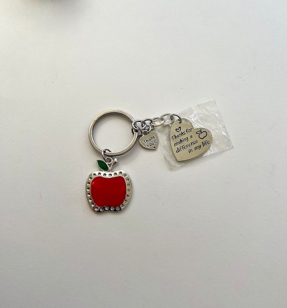 Apple shaped Teacher gift keychain “Thanks for ma… - image 2