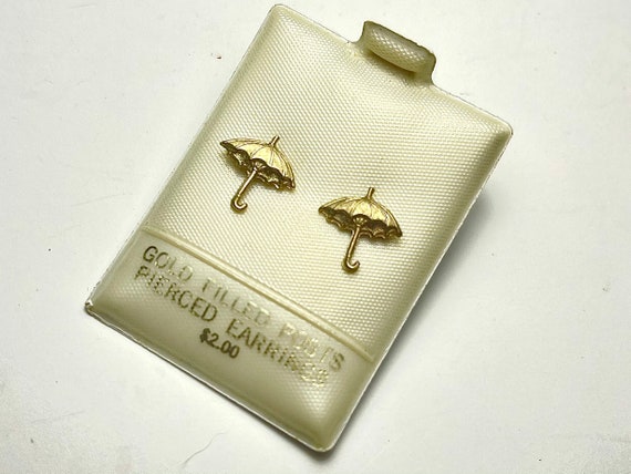 1970’s NOS 14k Gold Filled Wire Umbrella Stud Ear… - image 3