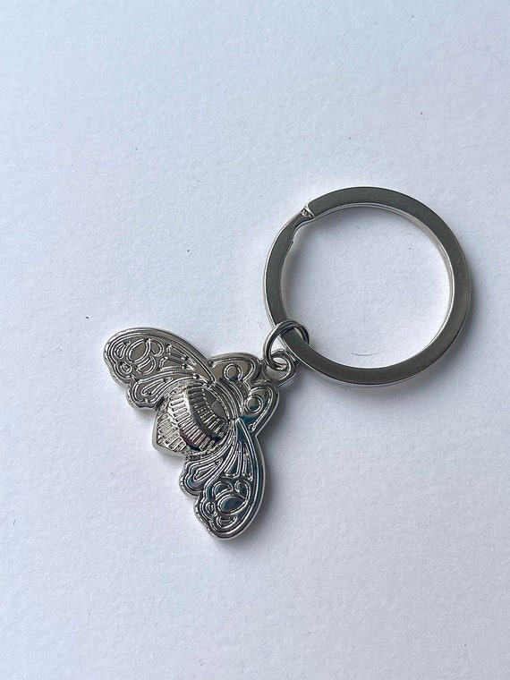 Patron stamped Bee Metal Keychain Gem
