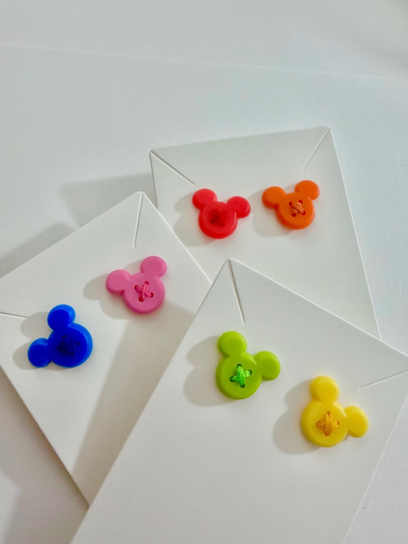 Handmade Upcycled Vintage Mickey Mouse Statement Stud Earrings image 1