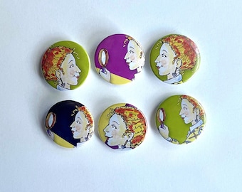 The Magic Schoolbus 1.25” Miss Frizzle Pinback Button Pins [You pick]
