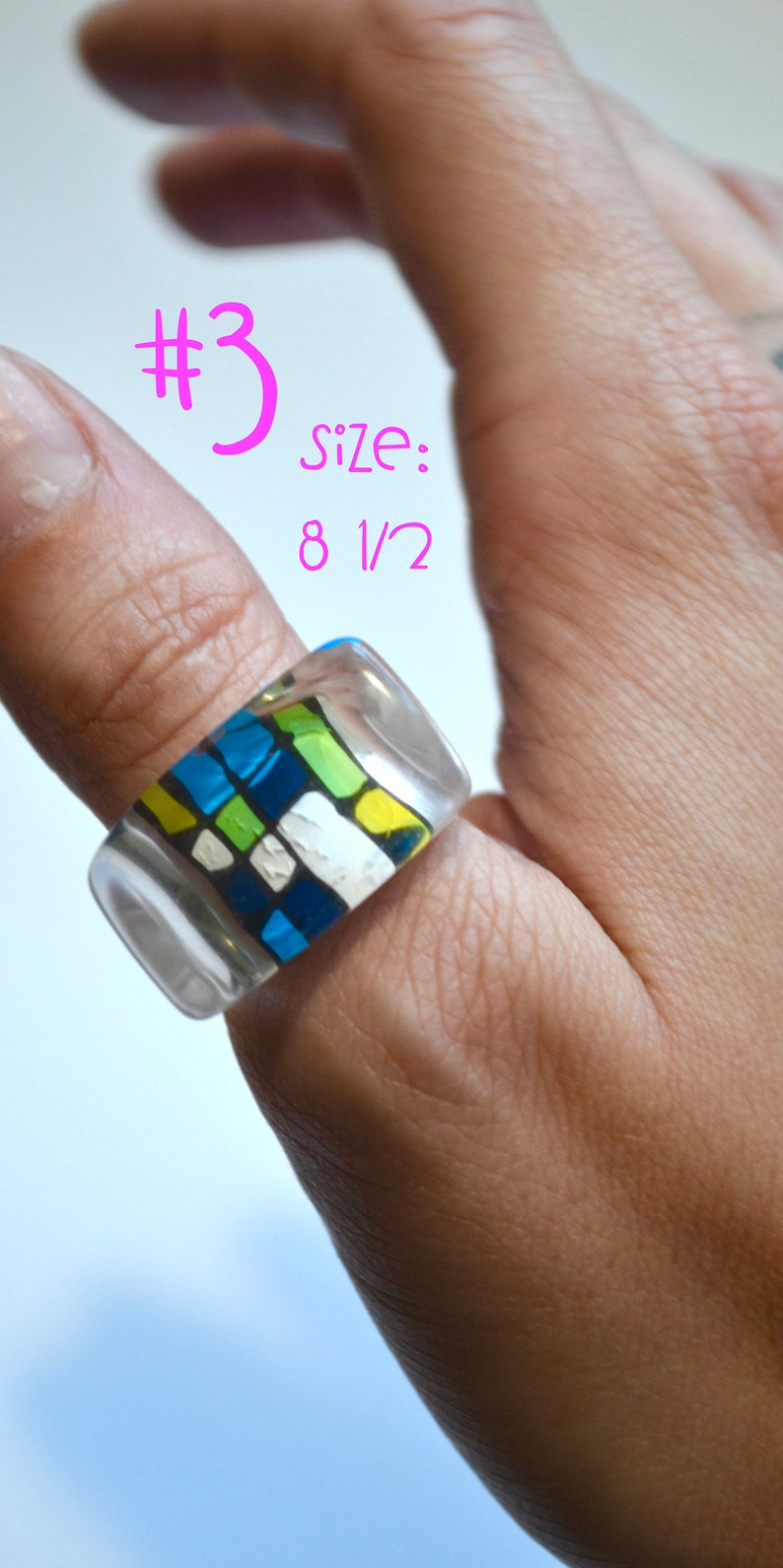Vintage NOS Blue-Tone Lucite Rings