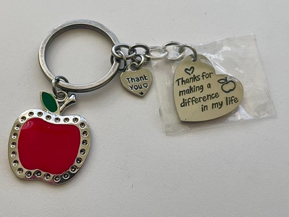 Apple shaped Teacher gift keychain “Thanks for ma… - image 4