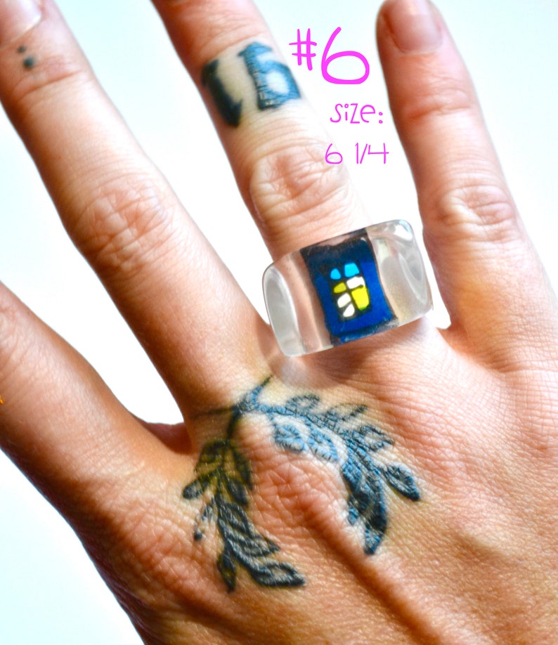 Vintage NOS Blue-Tone Lucite Rings