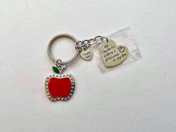 Apple shaped Teacher gift keychain “Thanks for ma… - image 1