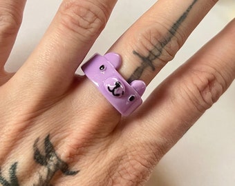 Kawaii y2k Plastic Bear Statement Rings