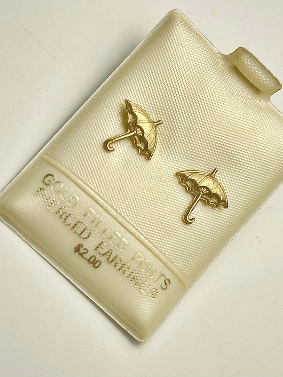 1970’s NOS 14k Gold Filled Wire Umbrella Stud Ear… - image 4