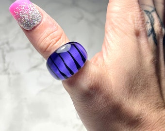Vintage Lucite Black Tiger Striped Rings