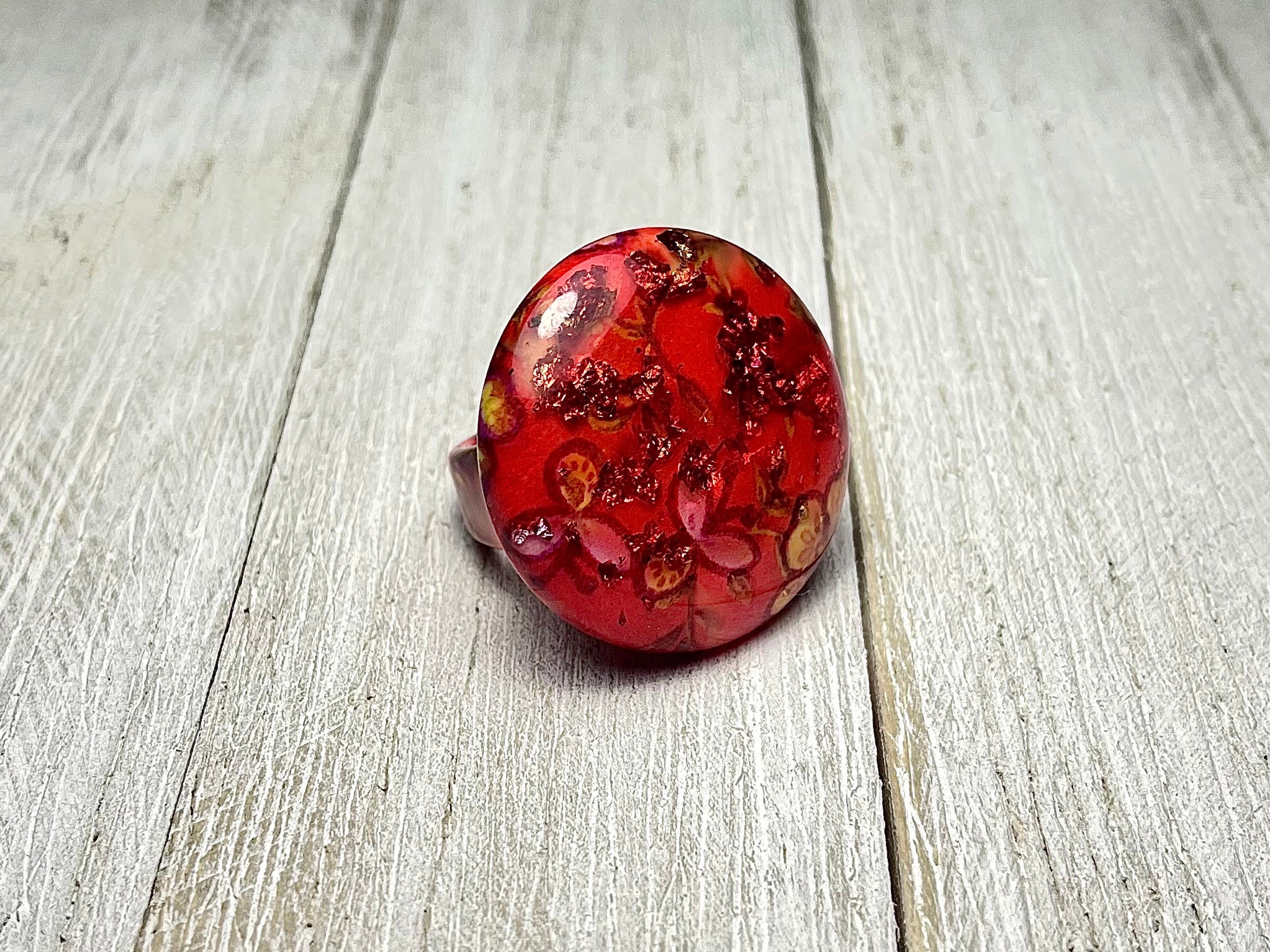 Thick Plastic Rings Rings Large Circular Thick Plastic Statement Rings With Floral Pattern - Etsy