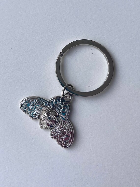 Patron stamped Bee Metal Keychain Gem