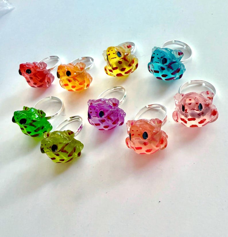 Colorful Kawaii Resin Frog Statement Adjustable Rings - Etsy