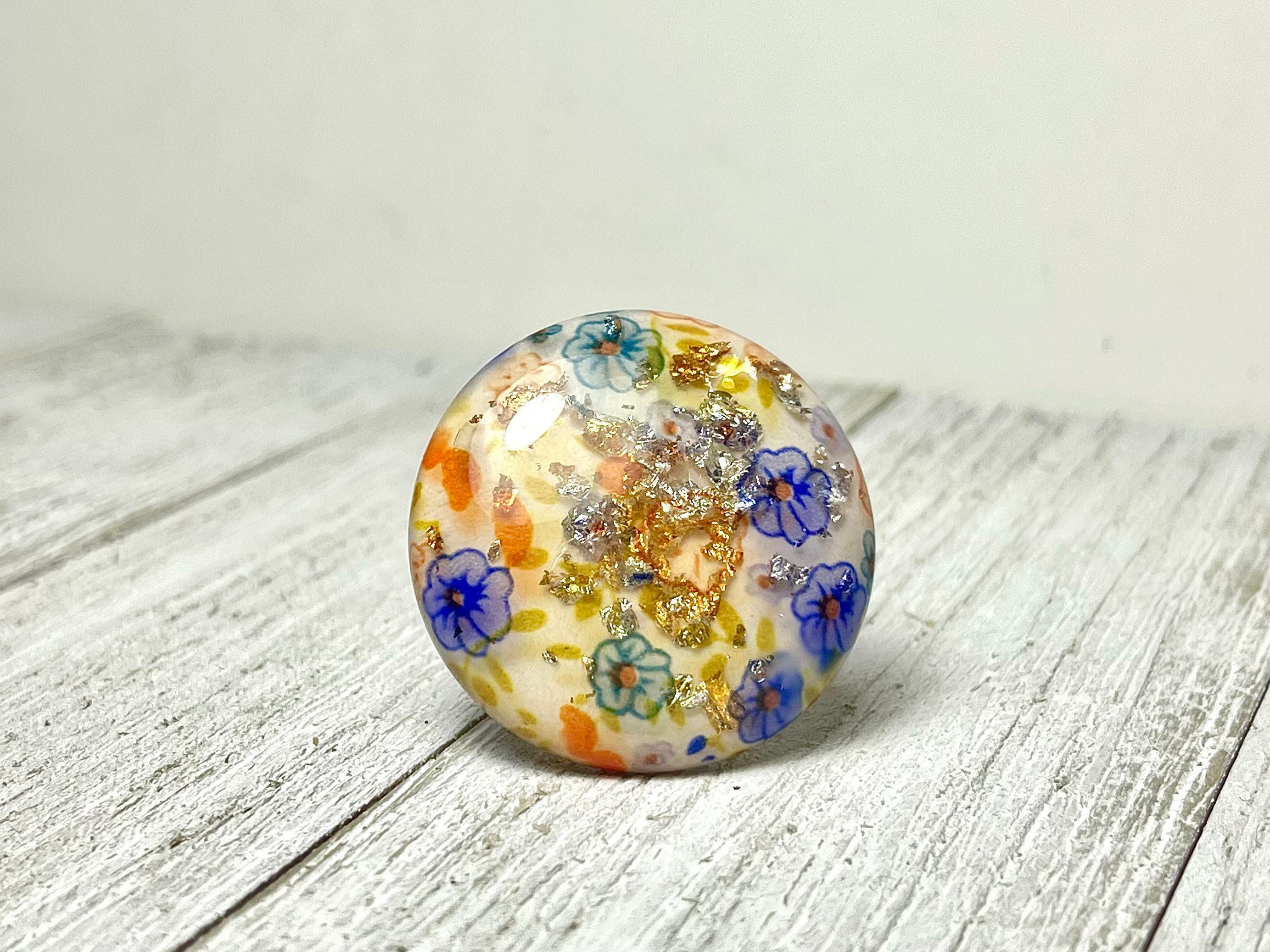 Thick Plastic Rings Rings Large Circular Thick Plastic Statement Rings With Floral Pattern - Etsy