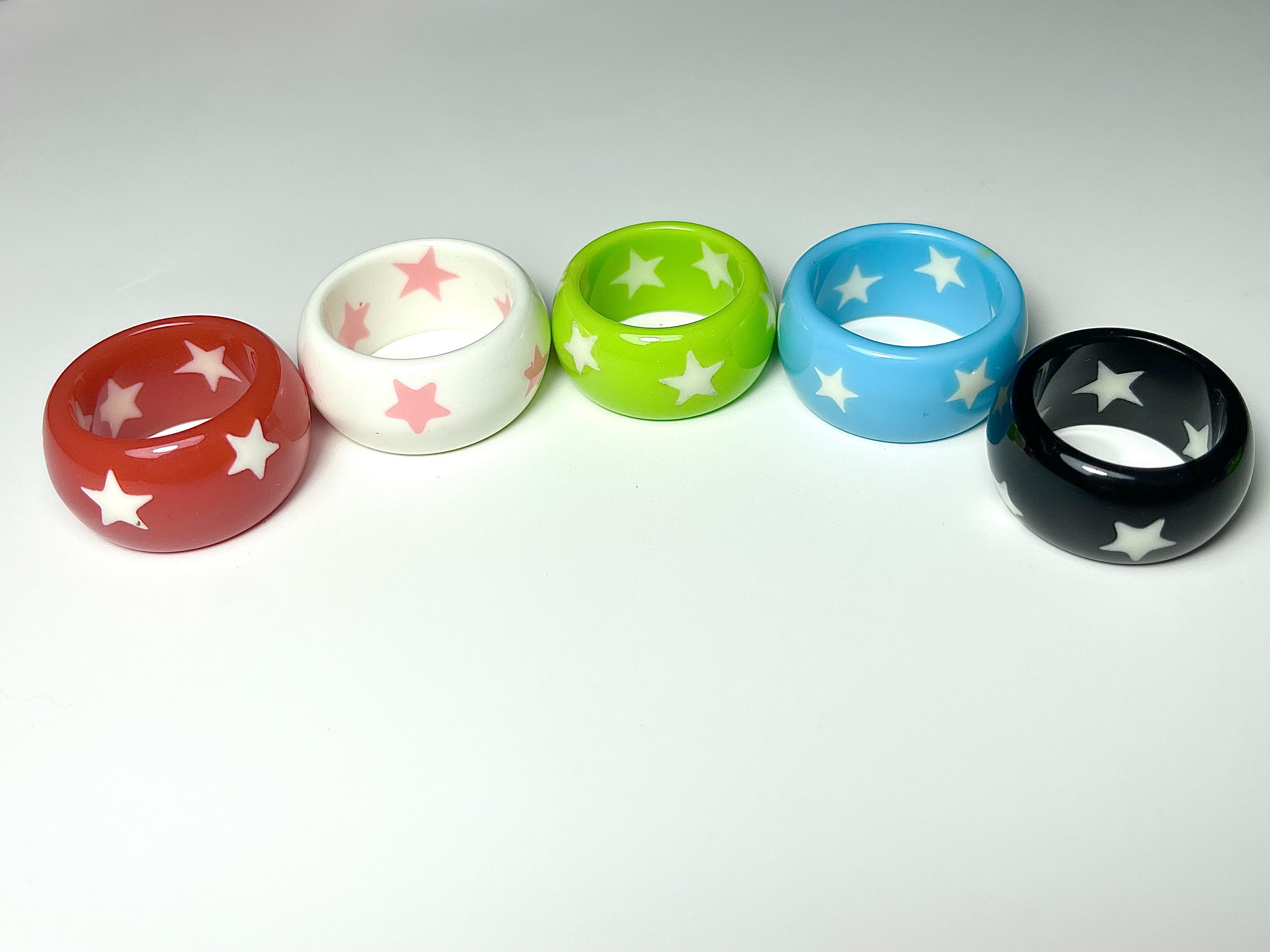 Vintage Star Patterned Plastic Rings - Etsy