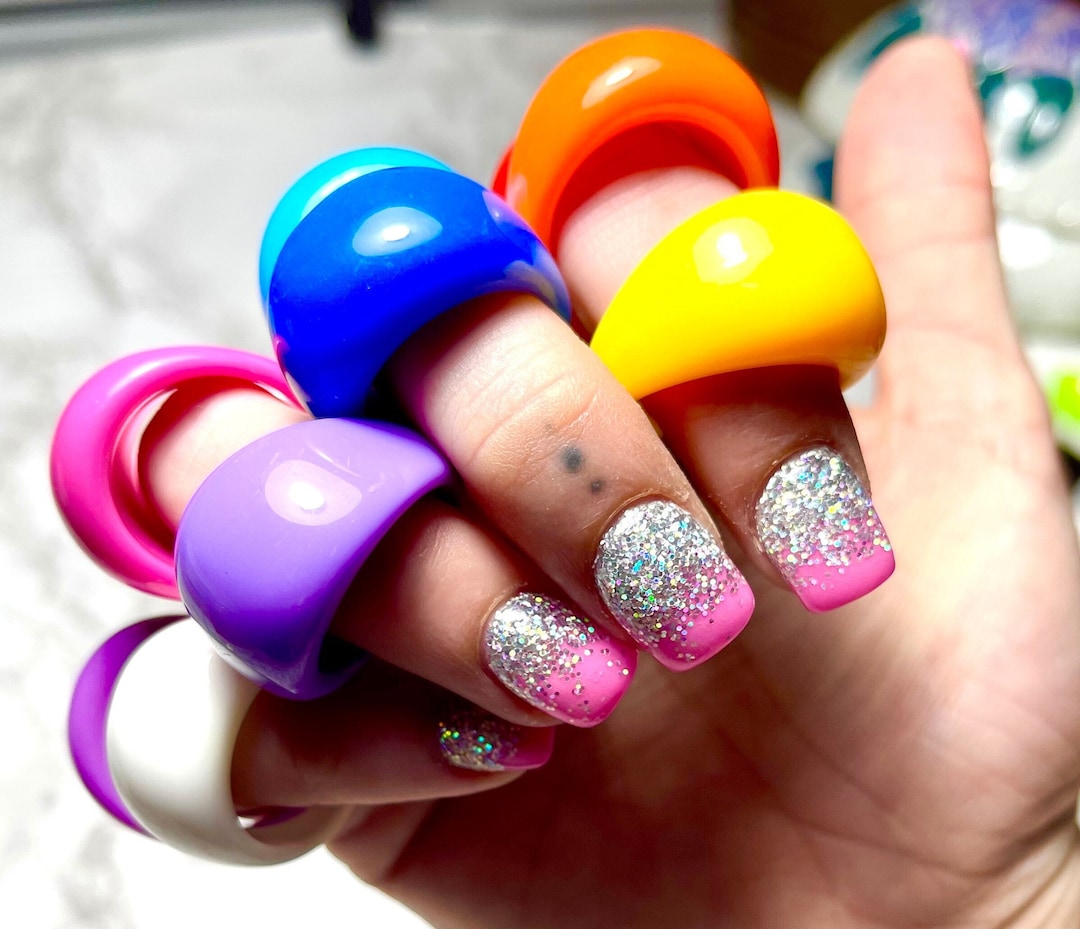 Thick Plastic Rings Rings Vintage Bright Thick Plastic Statement Rings - Etsy