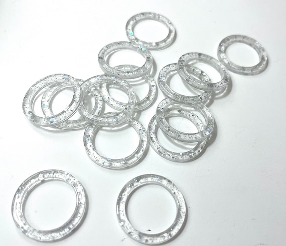 Clear & Silver Glitter Banded Lucite Resin Plasti… - image 3