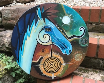 Shaman Drum - Horse Wisdom. Traditionally handcrafted, individually hand-painted design.