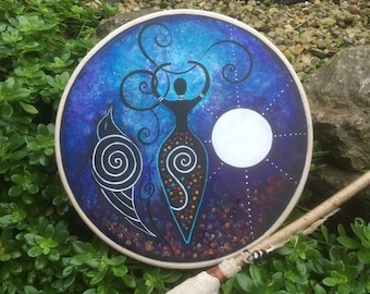 Shaman Drum - Moon Goddess. Traditionally handcrafted, individually hand-painted design.