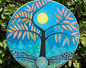 Tree Between Worlds Hand Painted Shaman Drum