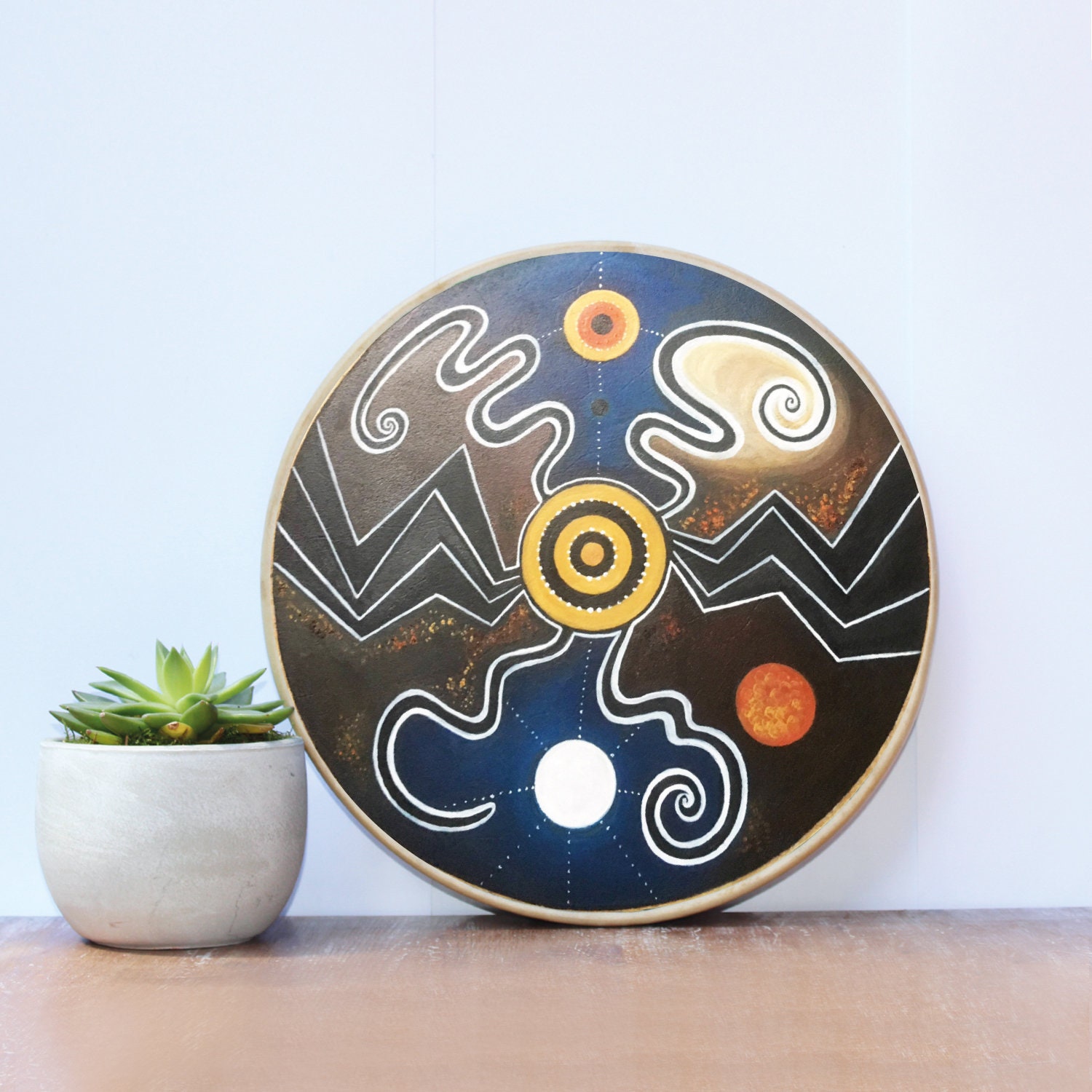 Shaman Drum Dreamtime. Traditionally handcrafted, individually hand