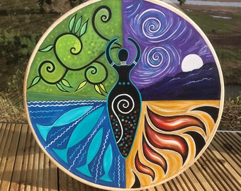 Goddess Of The Elements Hand Painted Shaman Drum