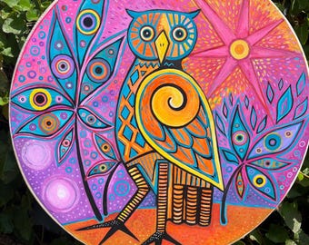 The Owl of Foresight - Hand Painted Shaman Drum