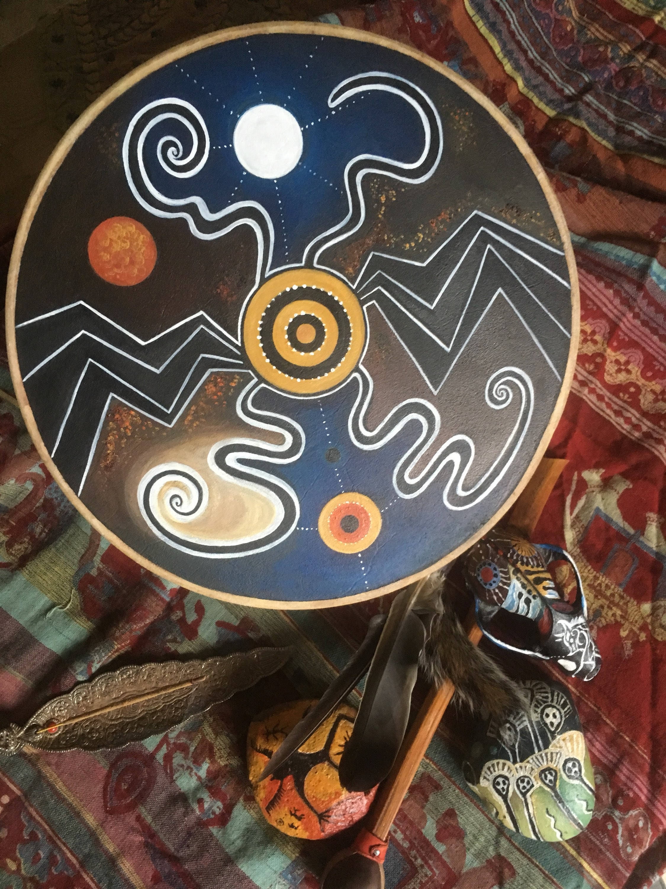 Shaman Drum Dreamtime. Traditionally handcrafted, individually hand