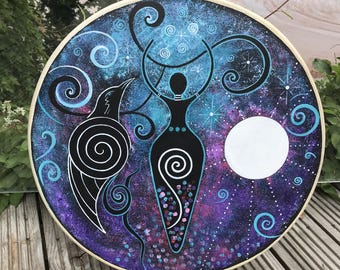Shaman drum - Goddess of the moon. hand-painted shaman drum