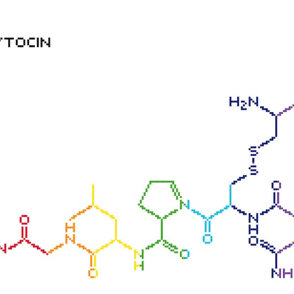 Oxytocin molecule - PDF cross stitch pattern - 2 variations