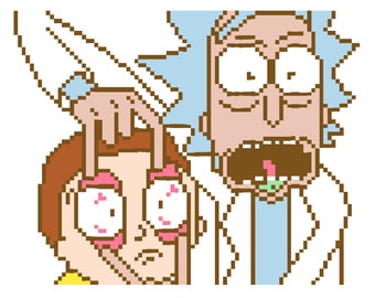 Rick holding Morty's eyes open - PDF cross stitch pattern
