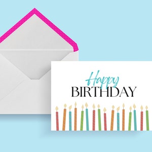 Bougies Joyeux Anniversaire | Carte d&#39;anniversaire imprimable pliée