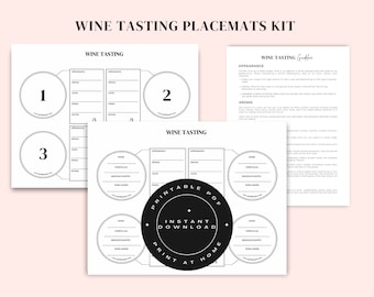 Cata de Vinos / Fiesta de Cata de Vinos / Guía de Cata de Vinos / Tarjeta de Cata de Vinos / Cata de Vinos a Ciegas / Placemat de Cata de Vinos Imprimible