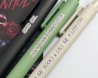 Spicy Romance Pen Set | “Good Girl”, “Spicy Book Connoisseur” | Funny Book Lover Gift, Smut Reader Stationery