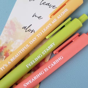 Ensemble de stylos Snarky | 3 stylos sarcastiques avec encre de couleur - Cadeau pour meilleure amie