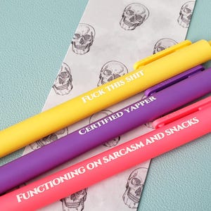Ensemble de stylos amusants pour adultes | dictons sarcastiques sur les stylos à encre de couleur | Cadeau pour les meilleures amies