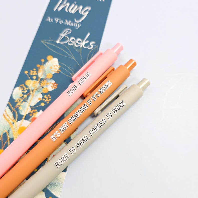 Book Lovers Pen Set - Annotations Pens - Booktrovert Gift - Booktok Born To Read Forced To Work Style B