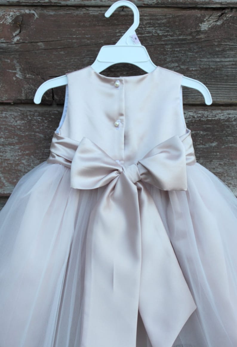 Blush Flower Girl dress bow sash pageant petals wedding bridal Etsy
