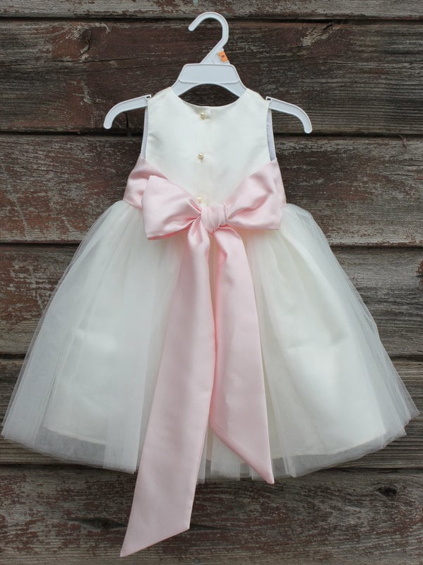 strapless open back dress Baby Girl Pink Christening Dress Set main image 1