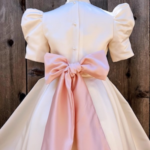 Ivory Flower Girl dress short sleeves pageant petals wedding bridal children bridesmaid toddler famous wedding long sleeve flower girl dress