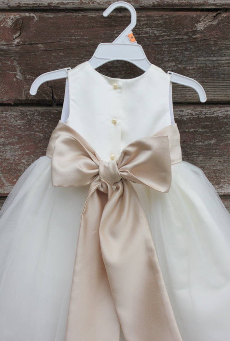 White Flower Girl dress bow sash pageant petals wedding bridal Etsy